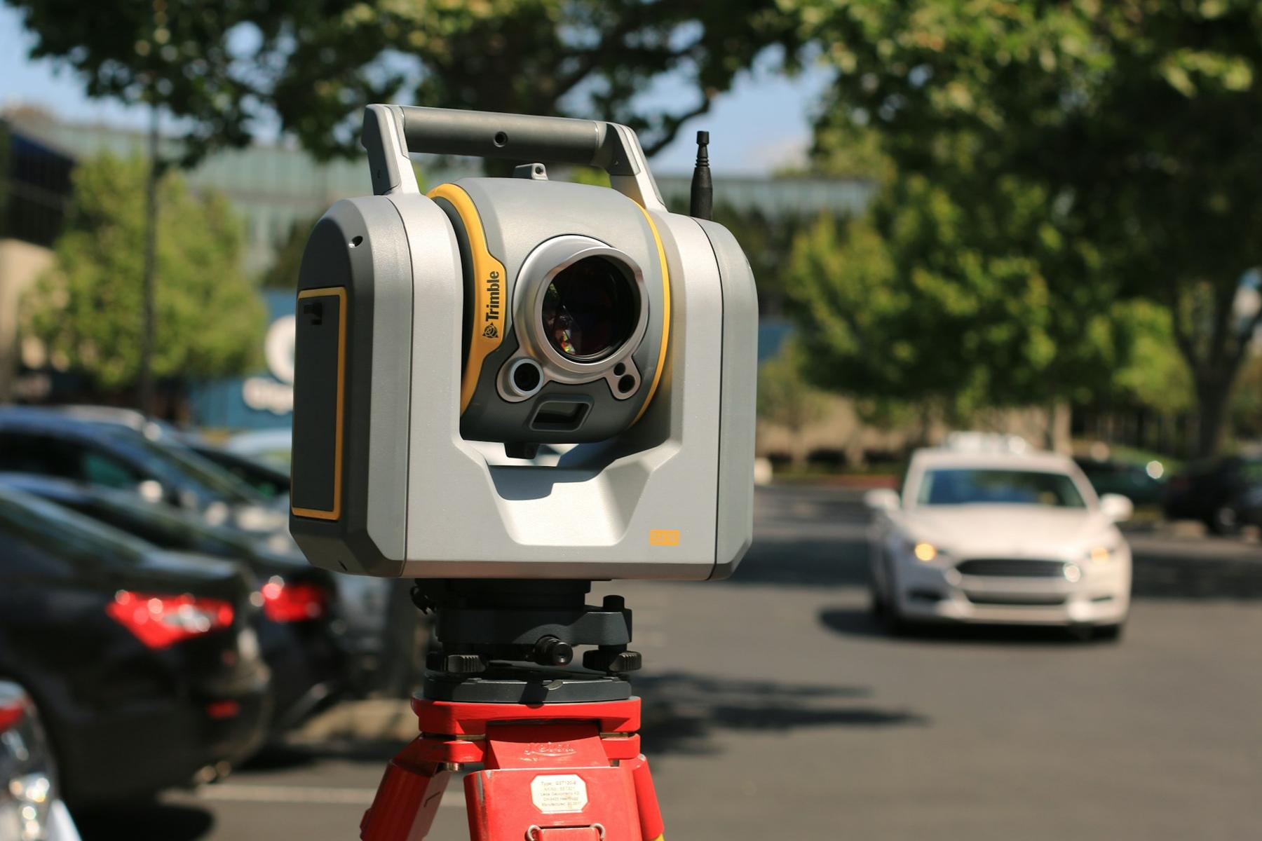 Close-up of a surveying instrument
